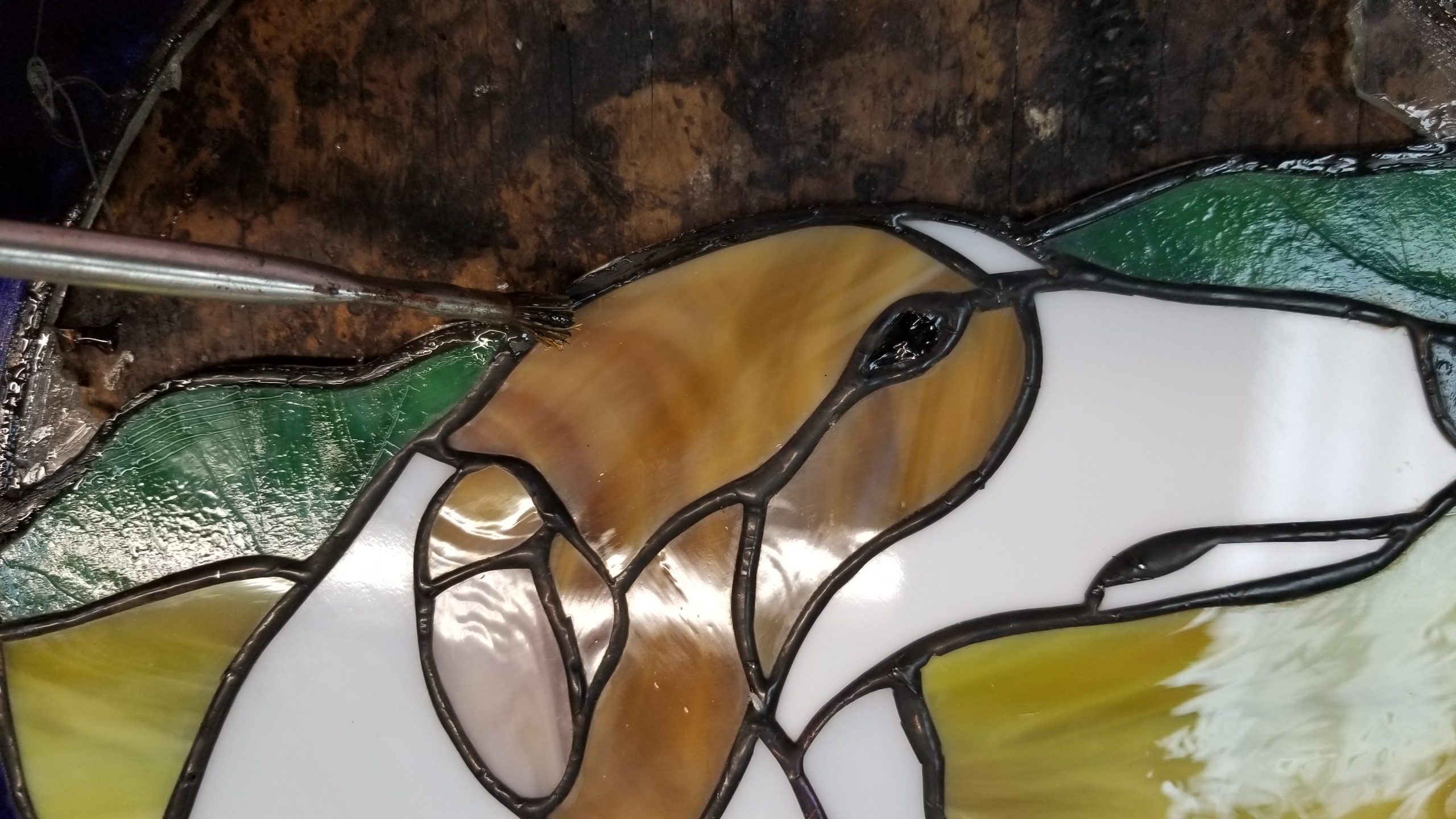Simple stained glass copper foil repair. – Merry Go Round Stained Glass